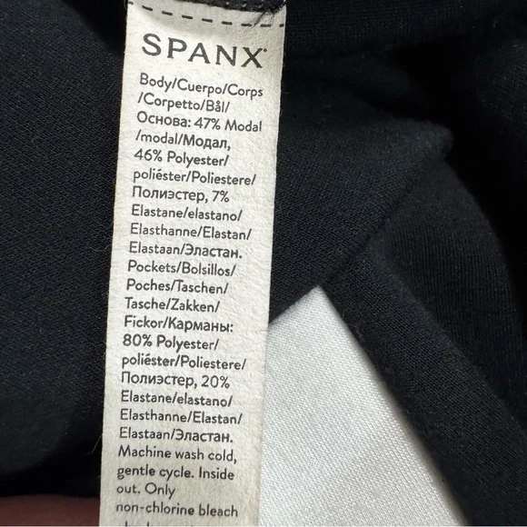 Spanx AirEssentials Mock Neck Striped Track Jumpsuit Very Black Wide Leg Size 2X - Picture 11 of 14